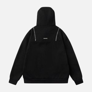 Concert Outfit Deconstructed Rivet Angular-Zip Hoodie