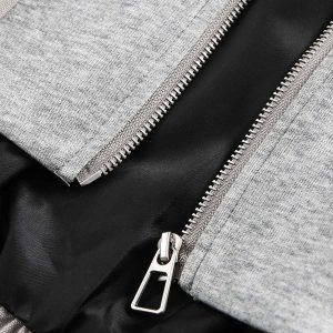 Concert Outfit Deconstructed Split Faux Two-Piece Hooded Jacket