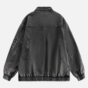 Concert Outfit Deconstructed Stand Collar Denim Jacket