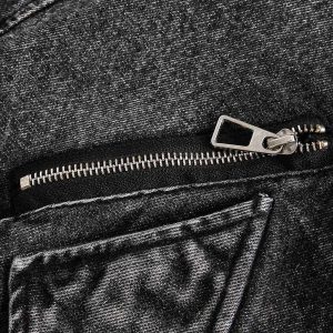 Concert Outfit Deconstructed Stand Collar Denim Jacket