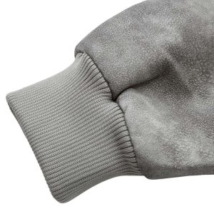 Concert Outfit Deconstructed Zip Up Leather Bomber Jacket