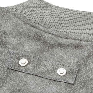 Concert Outfit Deconstructed Zip Up Leather Bomber Jacket