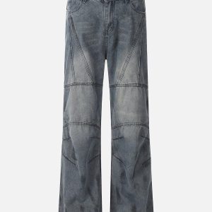 Concert Outfit Deconstructive Design Washed Jeans