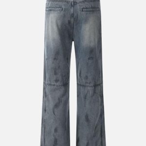 Concert Outfit Deconstructive Design Washed Jeans