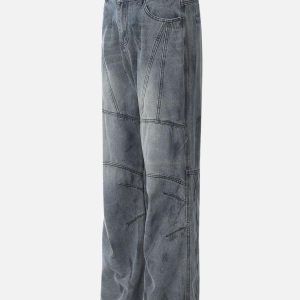 Concert Outfit Deconstructive Design Washed Jeans