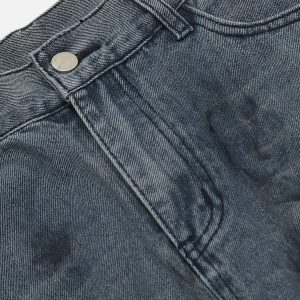 Concert Outfit Deconstructive Design Washed Jeans