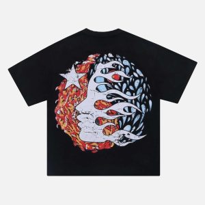 Concert Outfit Demon Skull Print T-Shirt