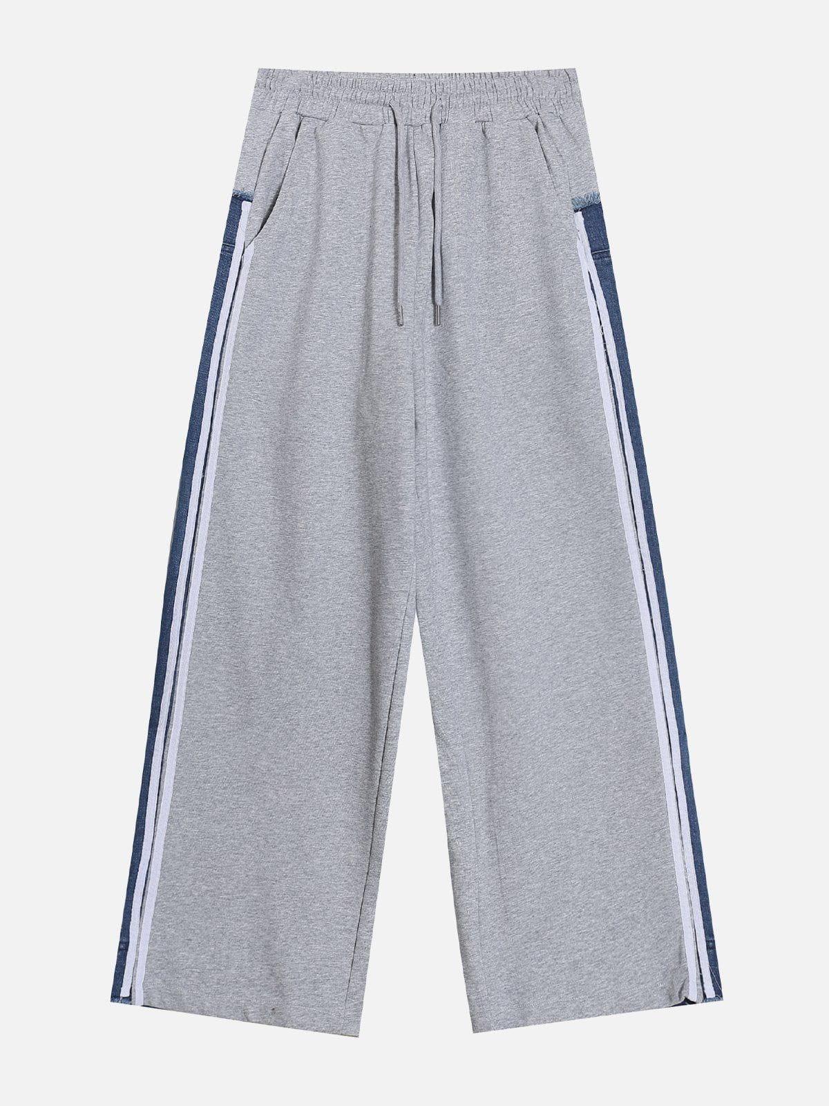 Concert Outfit Denim Patchwork Sweatpants Concert Outfit Denim Patchwork Sweatpants