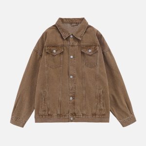 Concert Outfit Detachable Hood Solid Denim Jacket