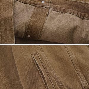 Concert Outfit Detachable Hood Solid Denim Jacket