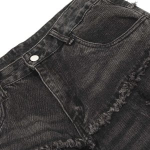 Concert Outfit Detressed Raw Edge Multi-Pocket Cargo Jeans