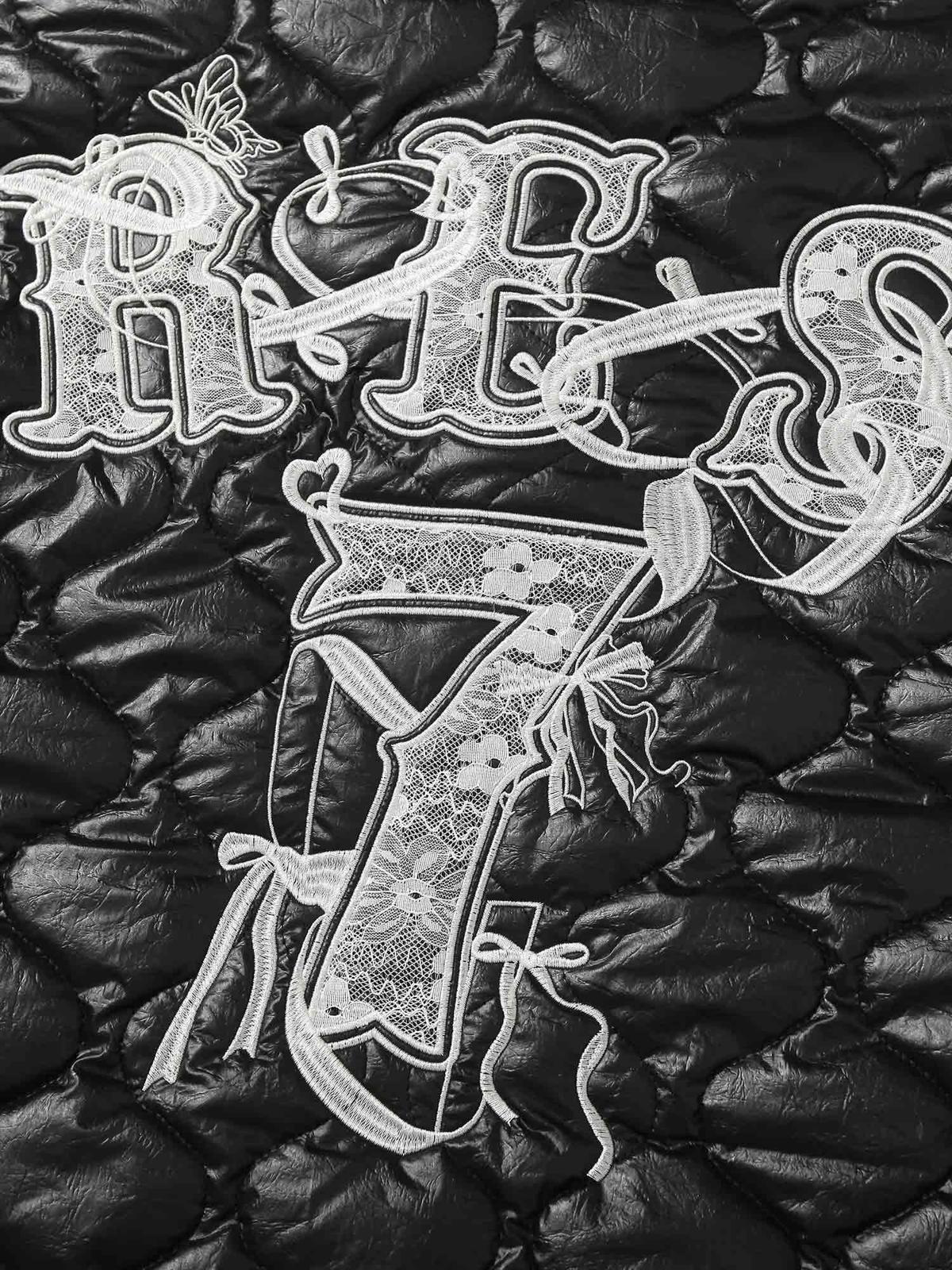 Concert Outfit Diamond Quilted Letter Embroidery Quilted Jacket Concert Outfit Diamond Quilted Letter Embroidery Quilted Jacket