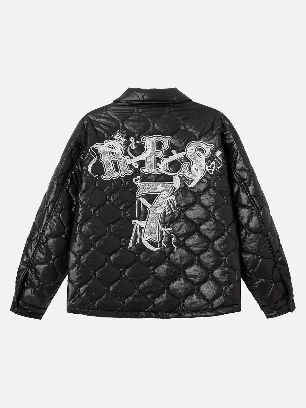 Concert Outfit Diamond Quilted Letter Embroidery Quilted Jacket Concert Outfit Diamond Quilted Letter Embroidery Quilted Jacket