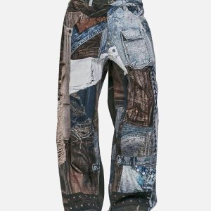 Concert Outfit Digital Printed Faux Panel Jeans