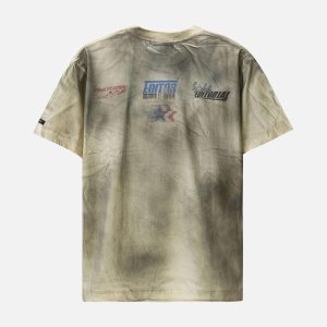 Concert Outfit Dirty Wash Heavy Print Street Rap T-Shirt