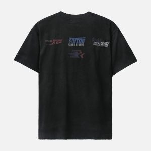 Concert Outfit Dirty Wash Heavy Print Street Rap T-Shirt