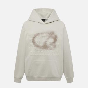 Concert Outfit Distressed 3D Steel Print Hip-Hop Pullover Hoodie