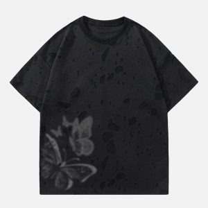Concert Outfit Distressed Butterfly Tee