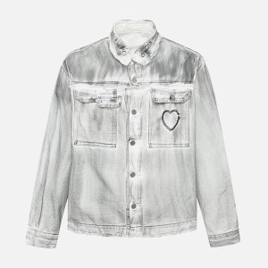 Concert Outfit Distressed Denim Embroidery Jacket