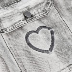 Concert Outfit Distressed Denim Embroidery Jacket