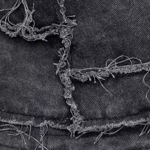 Concert Outfit Distressed Denim Raw Edge Destroyed Bucket Hat