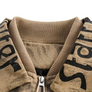 Concert Outfit Distressed Double-Layer Collar Workwear Jacket