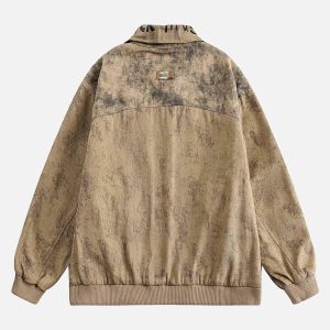 Concert Outfit Distressed  Double-Layer Collar Workwear Jacket