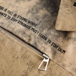 Concert Outfit Distressed Double-Layer Collar Workwear Jacket