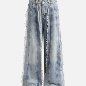 Concert Outfit Distressed Frayed Edges Baggy Jeans