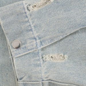 Concert Outfit Distressed Frayed Lapel Denim Jacket