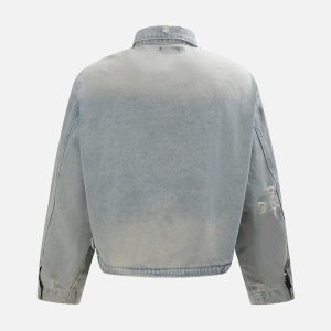 Concert Outfit Distressed Frayed Lapel Denim Jacket