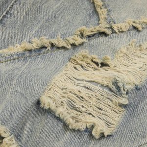 Concert Outfit Distressed Fringe Loose Jeans