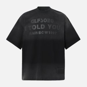 Concert Outfit Distressed Gradient Lettering Print T-Shirt