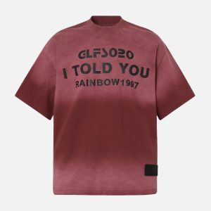 Concert Outfit Distressed Gradient Lettering Print T-Shirt