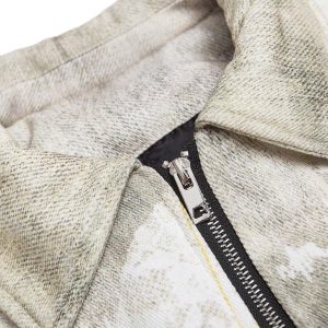 Concert Outfit Distressed Graffiti Gradient Quilted Bomber Jacket