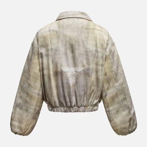 Concert Outfit Distressed Graffiti Gradient Quilted Bomber Jacket