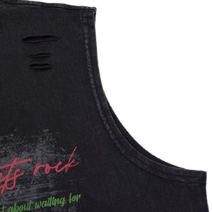 Concert Outfit Distressed Graphic Butterfly Print Vest