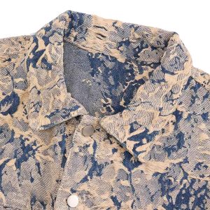 Concert Outfit Distressed Jacquard Denim Jacket