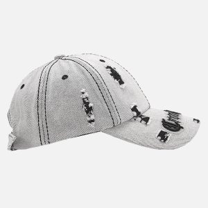 Concert Outfit Distressed Letter Embroidery Baseball Cap