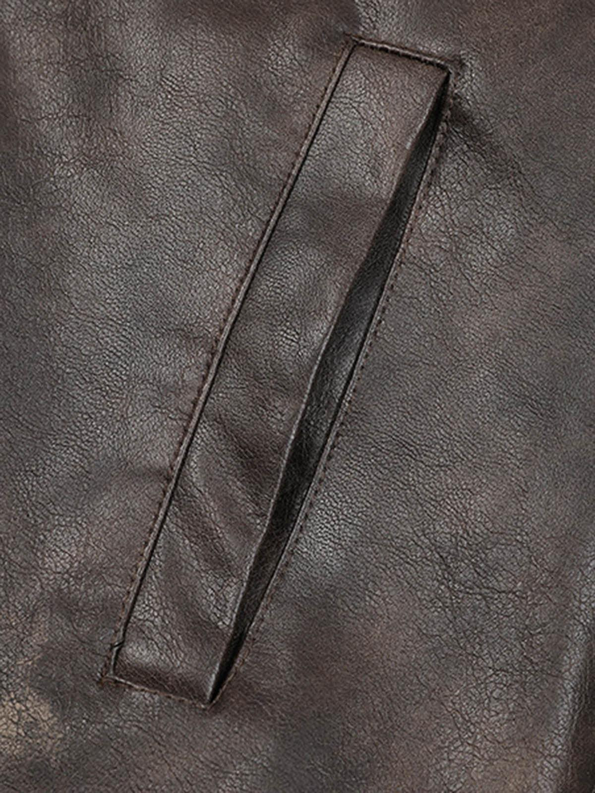 Concert Outfit Distressed Letter Embroidery Motorcycle PU Leather Jacket Concert Outfit Distressed Letter Embroidery Motorcycle PU Leather Jacket