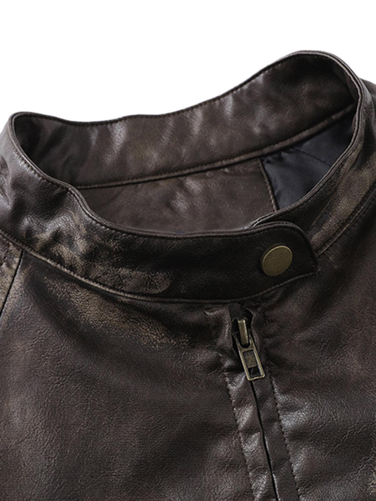 Concert Outfit Distressed Letter Embroidery Motorcycle PU Leather Jacket Concert Outfit Distressed Letter Embroidery Motorcycle PU Leather Jacket