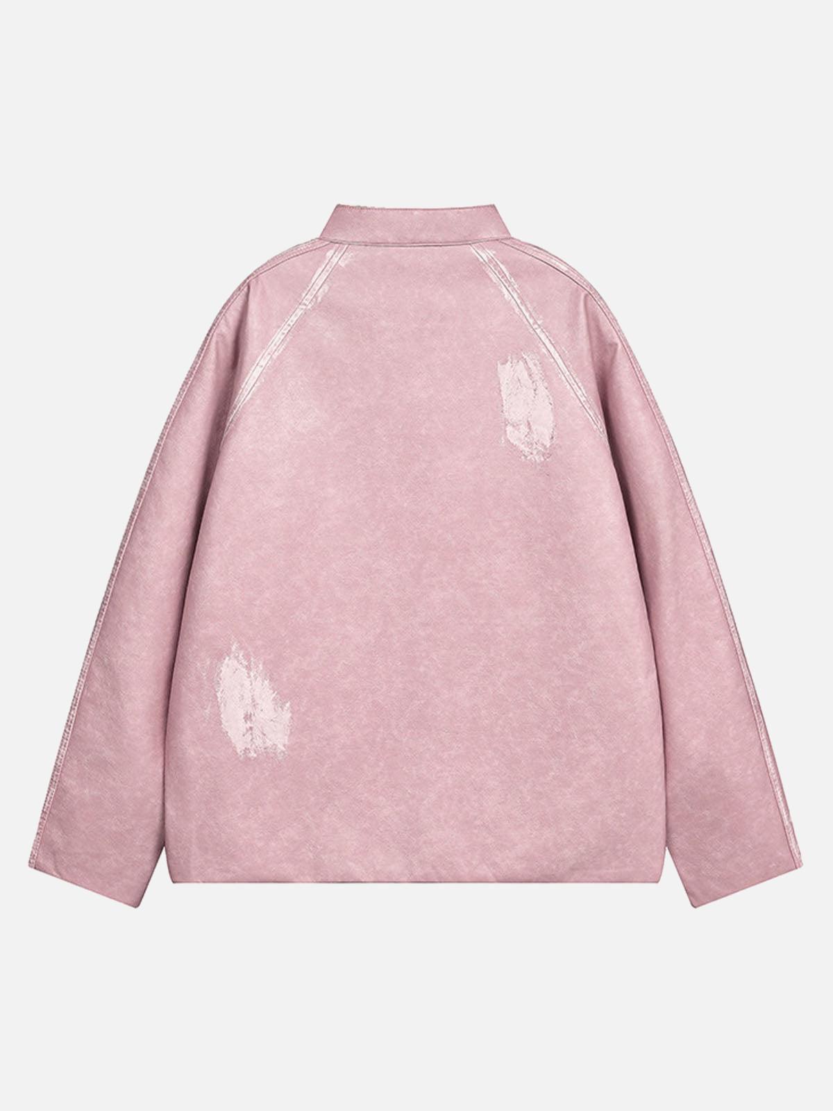 Concert Outfit Distressed Letter Embroidery Motorcycle PU Leather Jacket Concert Outfit Distressed Letter Embroidery Motorcycle PU Leather Jacket