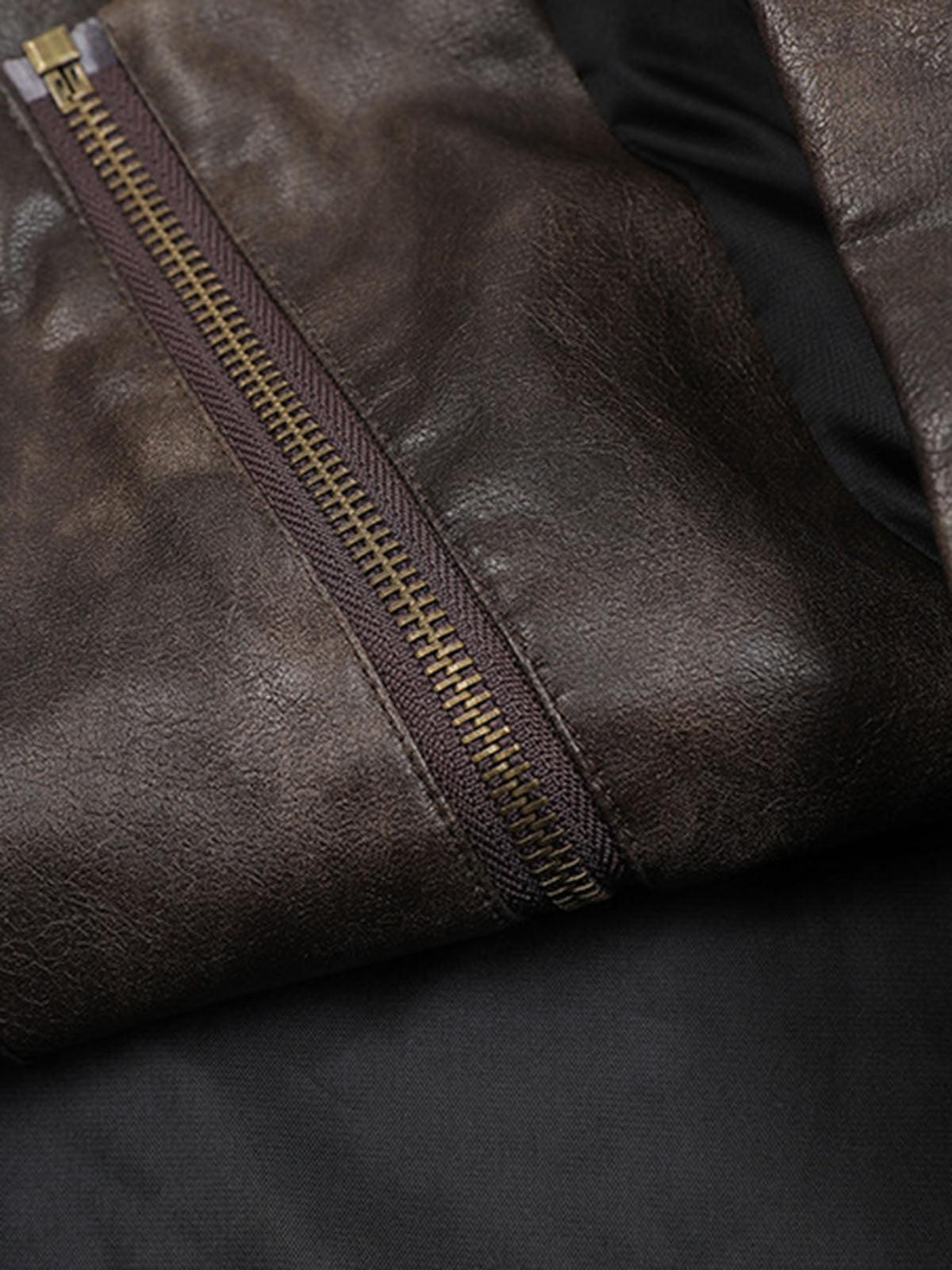 Concert Outfit Distressed Letter Embroidery Motorcycle PU Leather Jacket Concert Outfit Distressed Letter Embroidery Motorcycle PU Leather Jacket