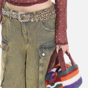 Concert Outfit Distressed Multi Pocket Loose Jeans