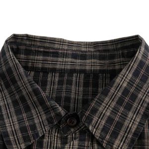 Concert Outfit Distressed Plaid Short-Sleeve Shirt