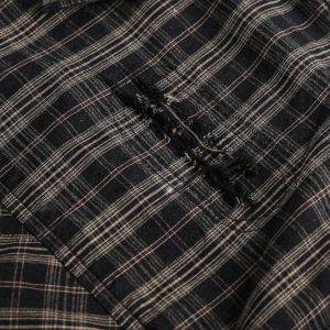 Concert Outfit Distressed Plaid Short-Sleeve Shirt