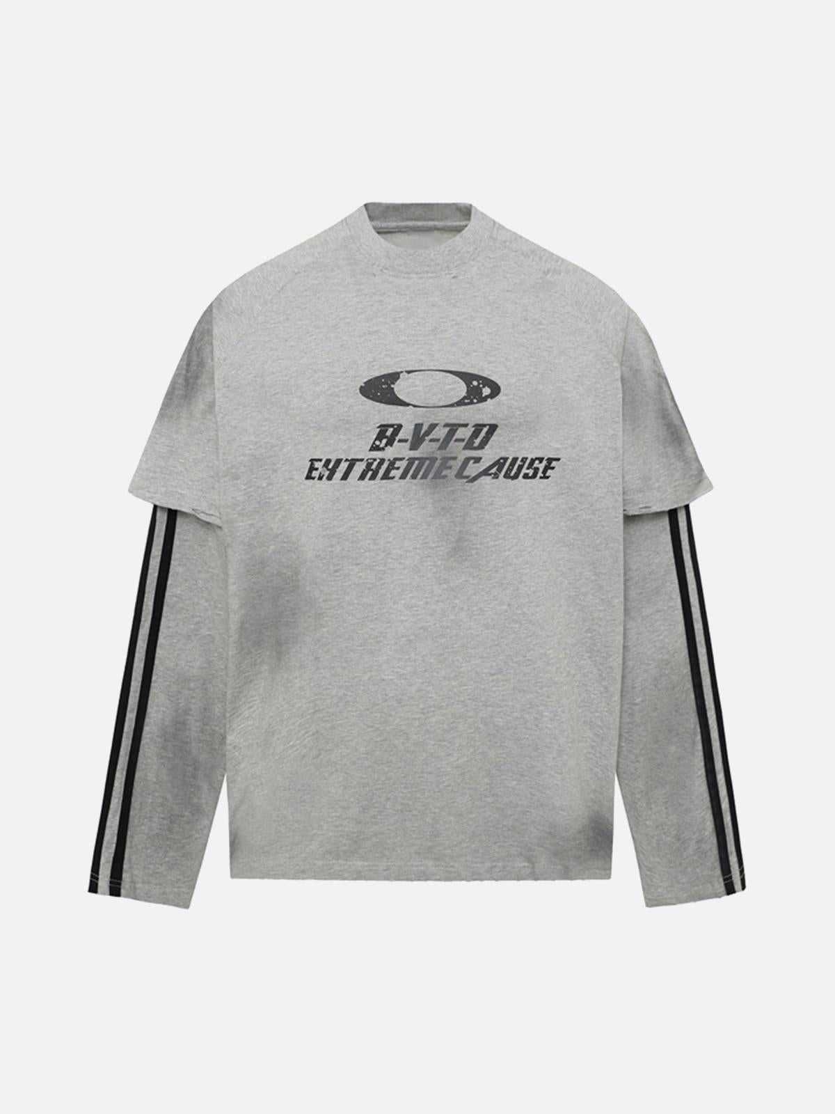 Concert Outfit Distressed Printed Faux Two-Piece Long-Sleeved T-Shirt Concert Outfit Distressed Printed Faux Two-Piece Long-Sleeved T-Shirt