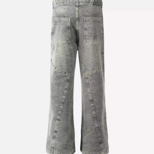 Concert Outfit Distressed Punk Jeans With Metal Belt