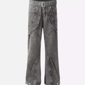 Concert Outfit Distressed Punk Jeans With Metal Belt