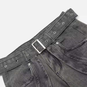 Concert Outfit Distressed Punk Jeans With Metal Belt